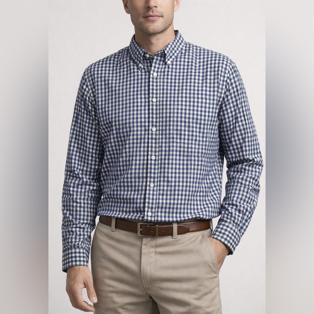 Pendleton Bridgeport‎ Button Down Shirt Blue Green Gingham Mens XL